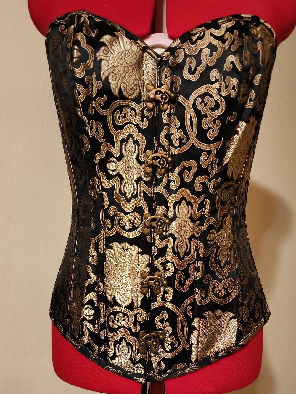 NIB🔥 Corset Story Black & Gold Brocade Steel Boned Overbust Corset - Size UK18